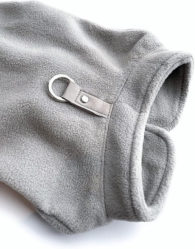 JACKO & CO - Fleece Vest Dog Sweater with Leash Ring - Soft, Warm & Lightweight Pullover Coat for Small & Medium Dogs, Puppies & Cats - Cozy Fall/Winter/Spring Pet Jacket (Grey, X-Large 17-25lbs)