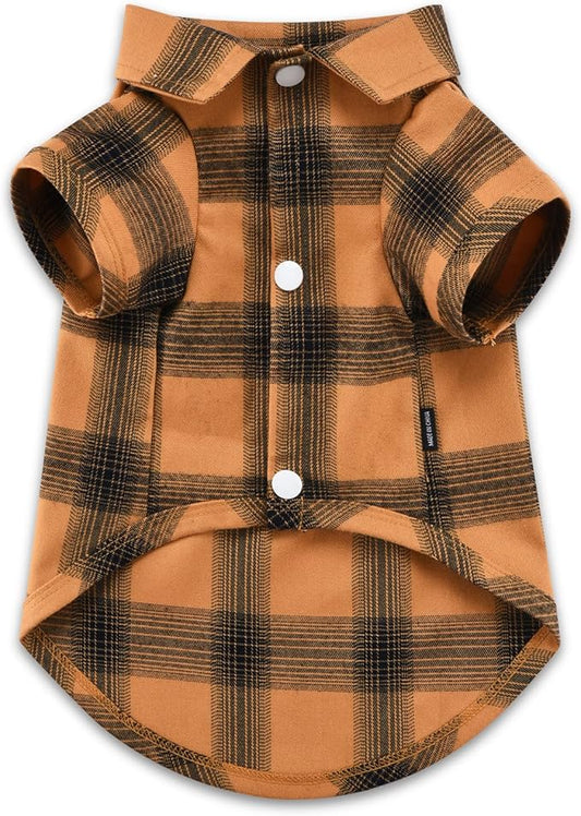 Koneseve Dog Shirt Plaid Dog Clothes for Medium Large Dogs Boy Girl Soft Pet T-Shirts Breathable Outfit Adorable Costume Grid Clothing Birthday Thanksgiving Christmas Sweater Apparel (Yellow; 6XL)
