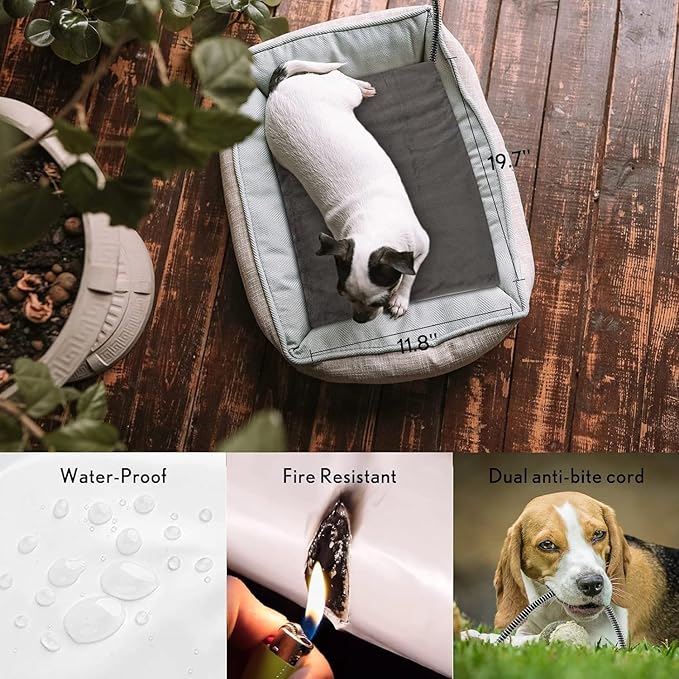 Outdoor Pet Heating Pad for Cat Dog, Heated Cat Mat Dog Mat with Auto Temperature, Pet Warming Pad Heated Cats Dogs House Cat Bed (S: 19.7'' x 11.8'', Gray)