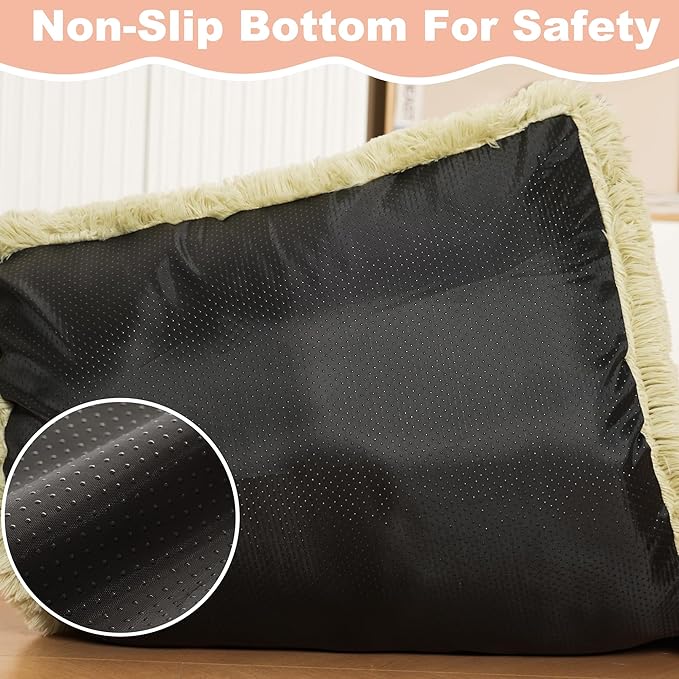 Bedfolks Waterproof Crate Bed, Plush Dog Kennel Pad with Removable Cover, Faux Fur, Washable, 41"x27", Sage Green