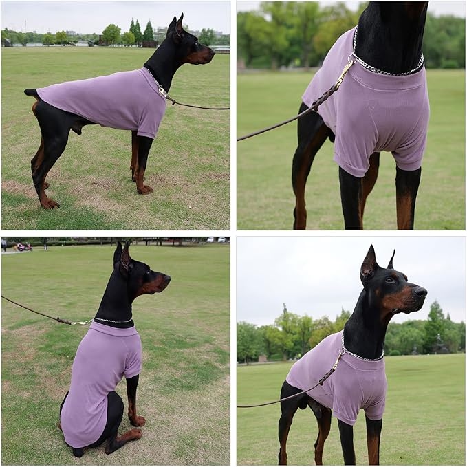 Lovelonglong Ribbed Dog T-Shirt Cotton Knitted Dog Sweaters for All Season Pet T-Shirts for Large Medium Small Dogs Taro Purple L