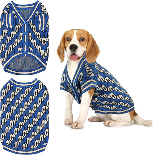 Pet Sweaters for Dogs Boys and Girls, Dynamic Letter Patterned Dog Sweater,Dog Cardigan,Pet Clothes,Pet Knitted Clothing,Fit for Different Seasons and Kinds of Dogs (Blue L)