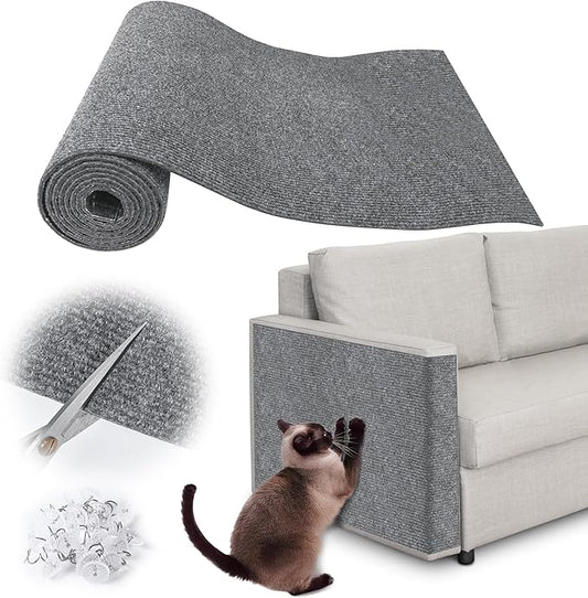 Cat Scratch Furniture Protector - 118" x 13.8" Trimmable Self-Adhesive Cats Claws Scratch Pads, DIY Cat Climbing Couch Protector for Scratch Post Cat Tree Replacement Indoor (Light Gray)
