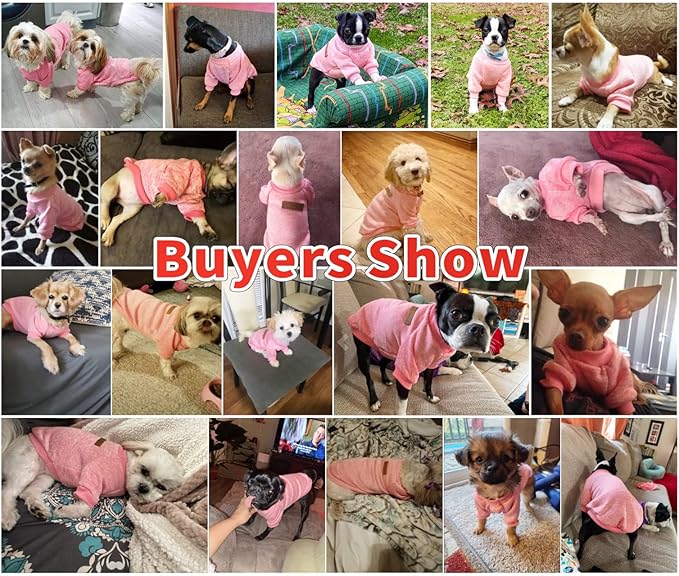 Idepet Pet Dog Classic Sweater, Soft Fleece Coat for Small,Medium Dog,Warm Pet Dogs Cat Cloth,Soft Puppy Customes 2 Color (XS, Pink)