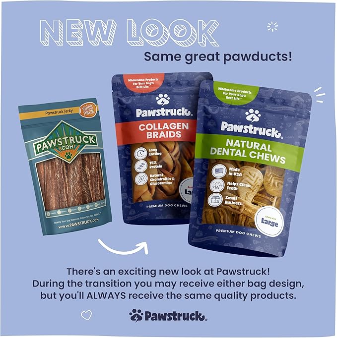 Pawstruck Bully Slices Premium Rawhide Chew Sticks, Peanut Butter Flavor - Low Fat, High Protein, Long-Lasting Treat for Dogs - No Artificial Ingredients - 1 lb Bag - Packaging May Vary (Pack of 2)