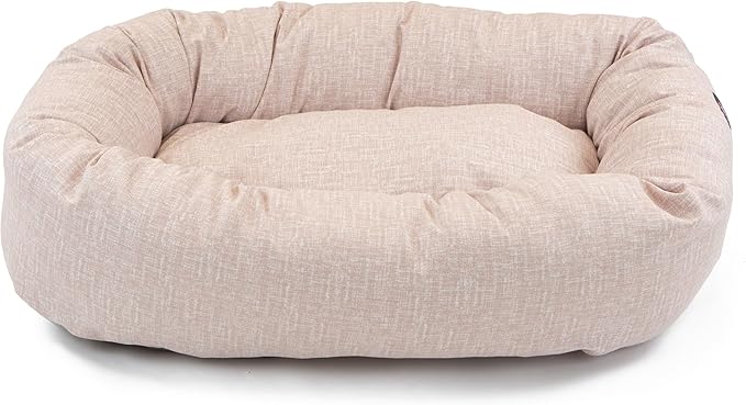 Majestic Pet 24 Inch Washable Bagel Dog Bed with Spine Support - Cozy Soft Round Pink Dog Bed 24x19x7