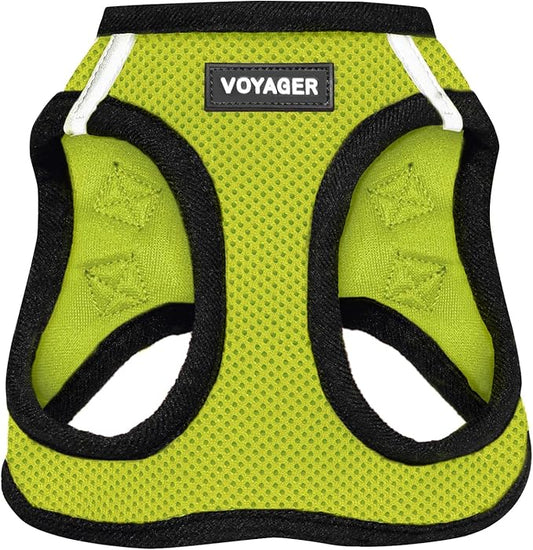 Best Pet Supplies Voyager Step-in Air Harness - All Weather Mesh, Reflective, No Pull Harness for Dogs, Cats - Secure with Hook & Loop Fastener, Buckle, Double D-Rings - Lime Green/Black Trim, XL
