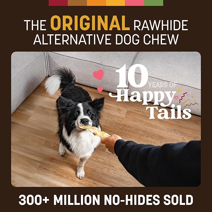 Earth Animal No Hide Strips - Natural Rawhide Free Dog Chew Strips, Peanut Butter - 4 Count