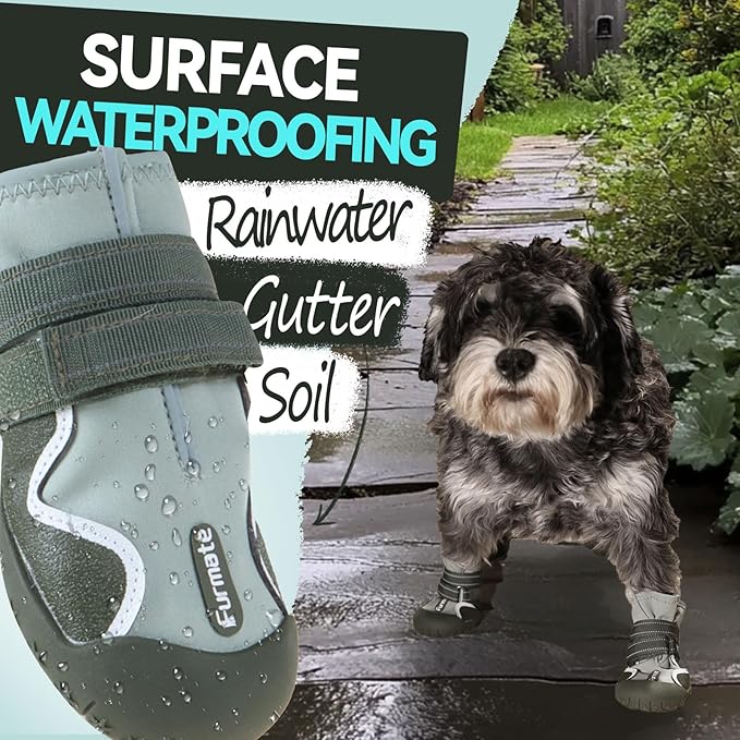 Dog Shoes for Large Small Medium Dogs,Dog Booties for Indoor Hardfloors Anti-Slip,Reflective Strip Waterproof Dog Boots & Paw Protectors for Outdoor Walking Hot Pavement,Winter Snow (Green-2)