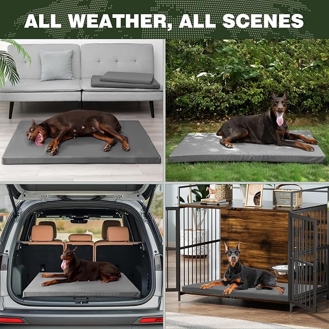 Durable Outdoor Waterproof Dog Bed up to 35 lbs Medium Dogs Chew Resistance Dog Crate Mat Washable Cover