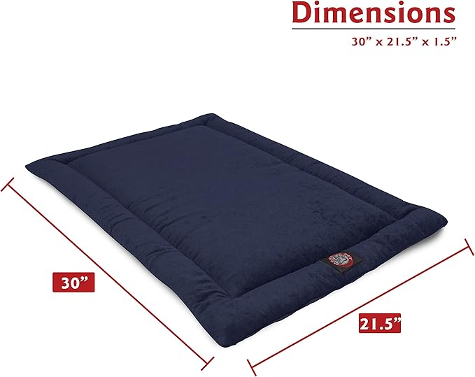 Majestic Pet Dog Crate Mat - Machine Washable Soft Plush Pet Bed Pad for Crates & Kennels | USA Crafted | 30"x21" Villa Navy