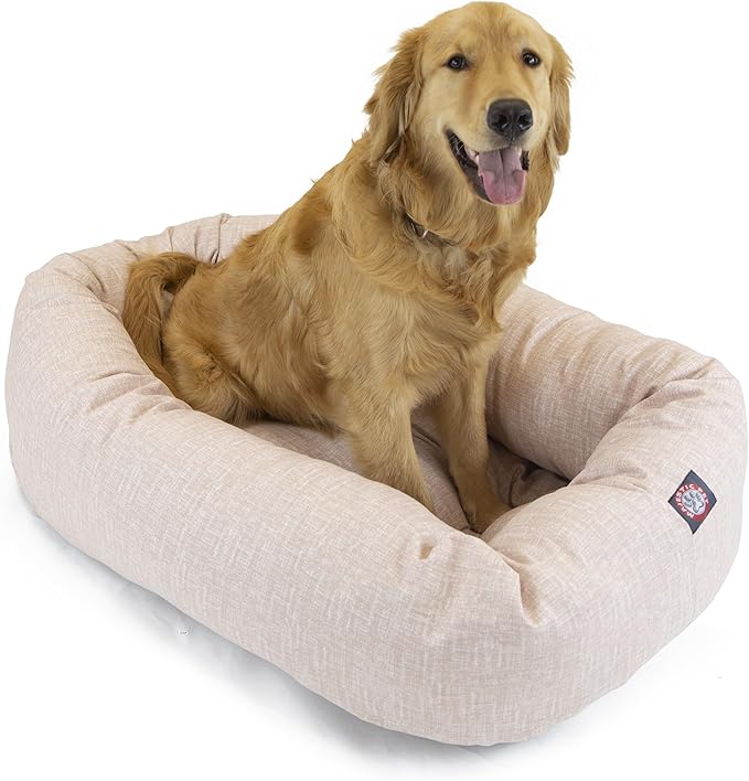 Majestic Pet 24 Inch Washable Bagel Dog Bed with Spine Support - Cozy Soft Round Pink Dog Bed 24x19x7