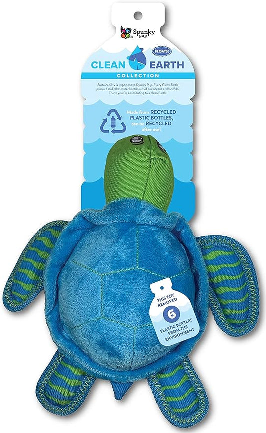 Spunky Pup Clean Earth Plush Turtle | Made from 100% Recycled Water Bottles | Large