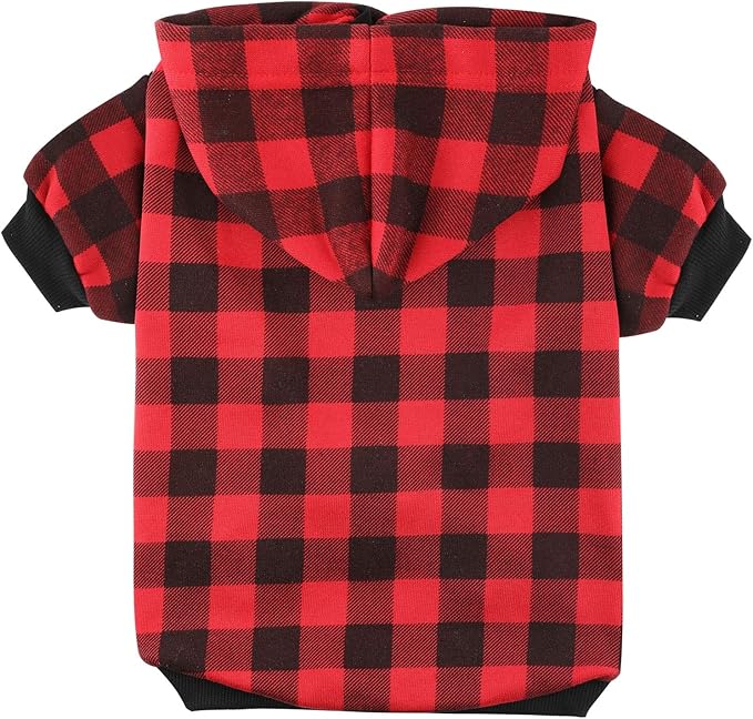 Plaid Dog Hoodie Sweatshirt Sweater for Extra Small Dogs Cat Puppy Clothes Coat Warm and Soft(XS)
