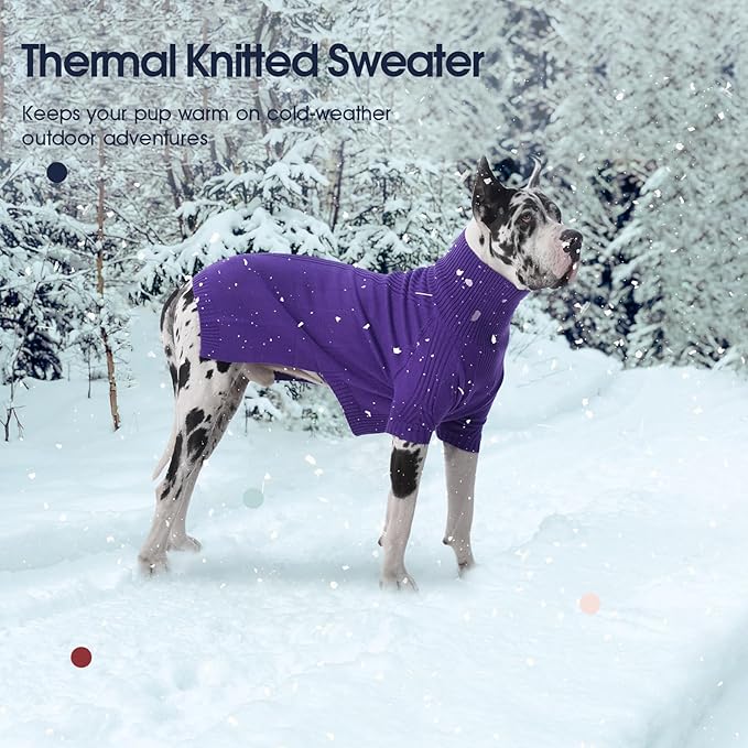 IECOii XL Dog Sweater,Winter Doggy Clothes for Large Dogs Girl Boy,Warm Pullover Soft Dog Sweater Turtleneck,Lightweight & Good Stretch for Active Dogs Like Beagle,Border Collie (Purple,XLarge)