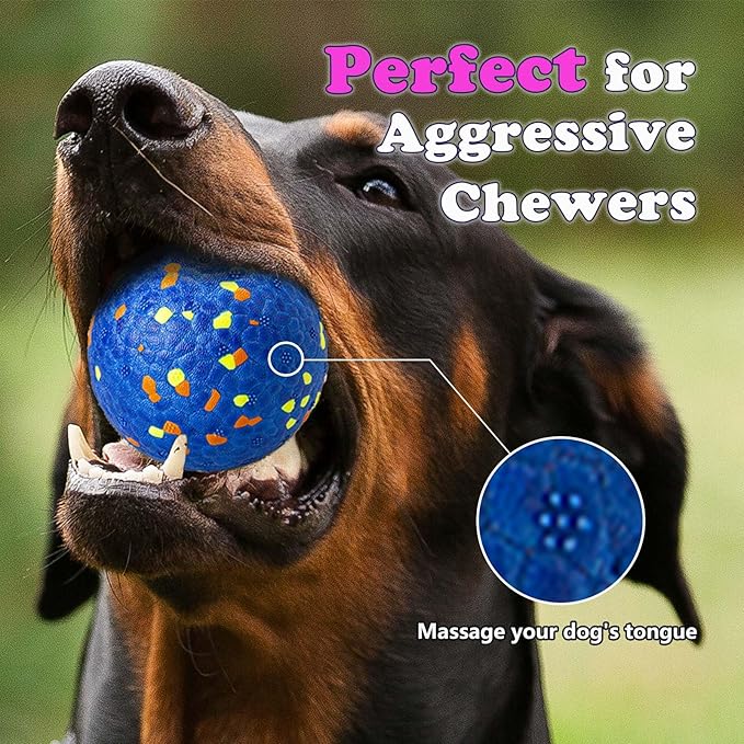 2Pcs Super Bouncy Dog Balls - Lifetime Replacement - Fun Indestructible Dog Tennis Balls for Aggressive Chewers, Durable Floating Fetch Toys for Medium and Large Dogs