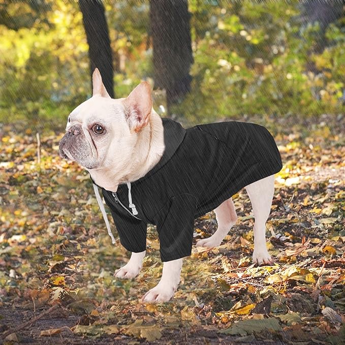 Dog Raincoat rain Jacket Raincoat Dogs Waterproof Small Medium Breeds Zip Closure Storage Pocket Harness Hole Black XL