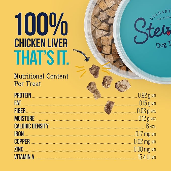Stewart Chicken Liver Dog Treats, 11.5 oz, ~215 Pieces, Freeze Dried Raw, Single Ingredient, 60% Protein Training Treats or Meal Topper in a Resealable Tub, Grain Free, Gluten Free