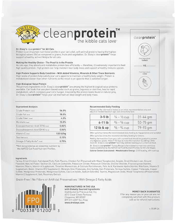 Dr. Elsey's cleanprotein Turkey Cat Kibble 2 lb. Bag