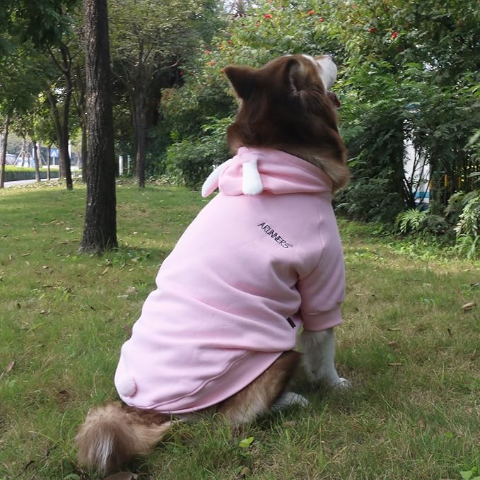 Extra Large Dog Christmas Bunny Costumes Rabbit Hoodies Clothes for Easter Day Halloween Labrador Rottweiler Great Dane, Pink, 7X-Large