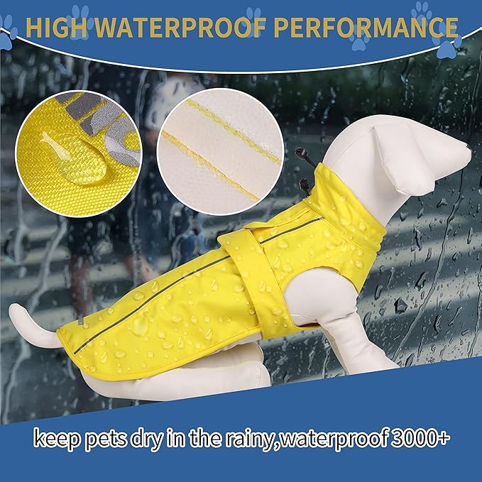 Waterproof Dog Raincoat with Reflective Strip, Adjustable Breathable Rain Coat Jacket with Leash Hole for Dogs (Pink, Medium)