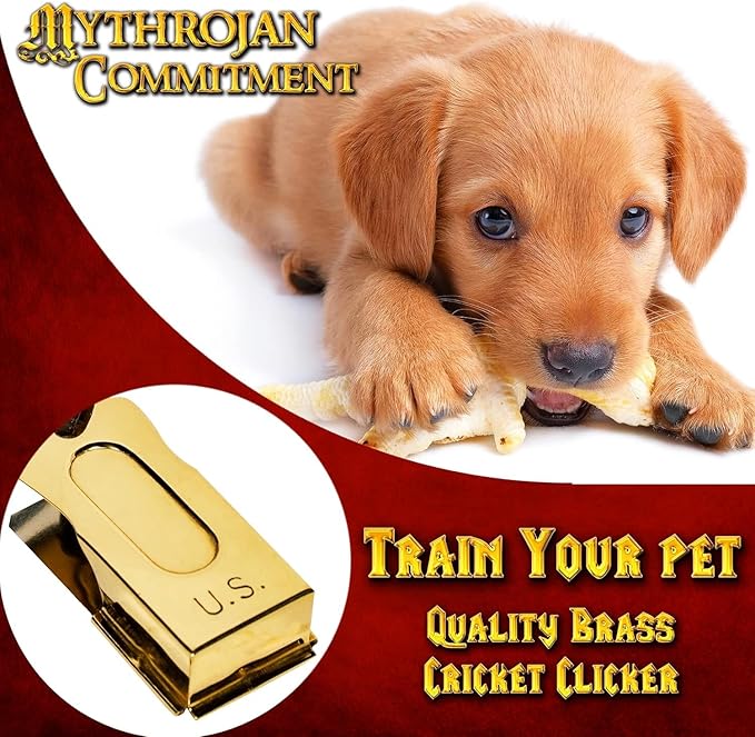 Mythrojan Brass and Steel Pet Training Clicker Puppy Dog Training Cricket Clicker U.S. Engraved WII Military Gear Metal Clicker in Set of 5 Pcs