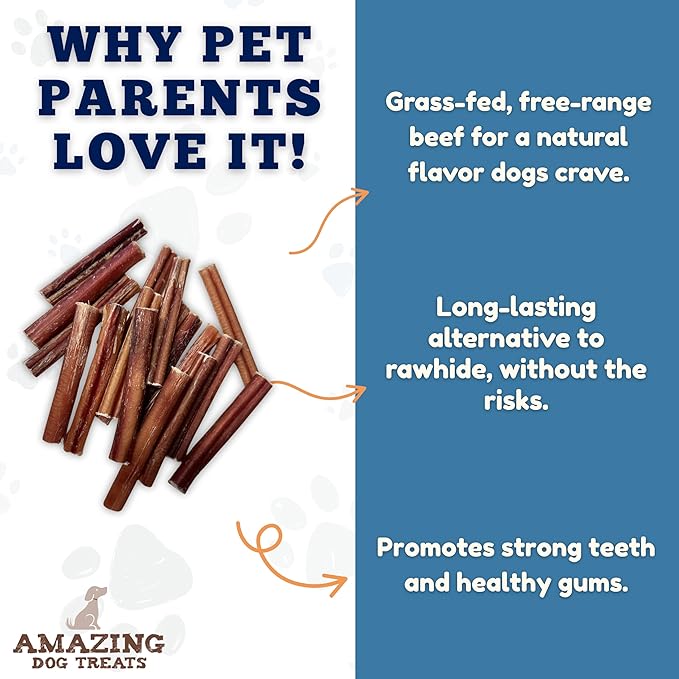 Amazing Dog Treats - 6 Inch Medium Size Bully Sticks (40 Count) - Bulk Bully Sticks for Dogs - No Hide Bully Stick Dog Bones