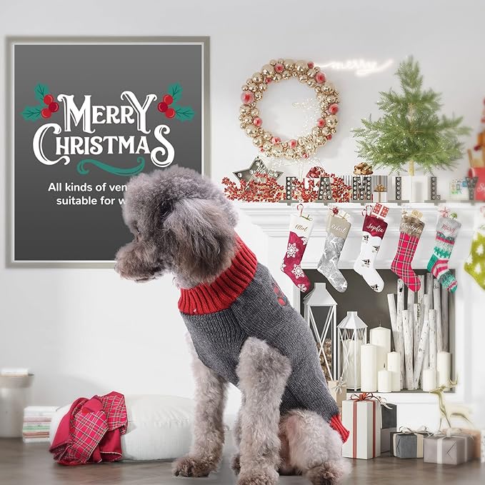 PETCARE Reindeer Christmas Dog Sweater Gray Cat Sweater Vest Cartoon Elk Pet Holiday Dog Clothes Puppy Sweaters for Small Medium Large Dogs Cats Fall Winter Outfits Xmas Dogs Costume,X-Large