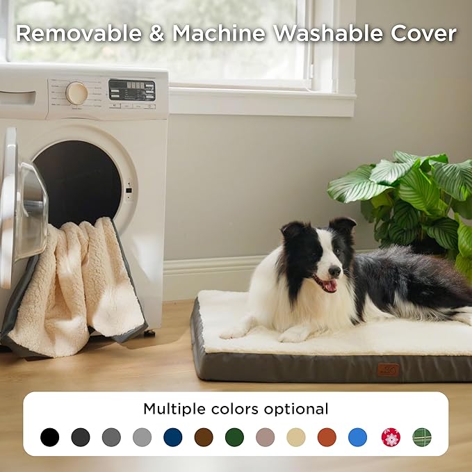 Bedsure XL Dog Beds Large Sized Dog -Comfy Flat Extra Large Pet Beds with Removable Washable Cover, Orthopedic Egg Crate Foam Mat, Suitable for Pet Up to 100 lbs
