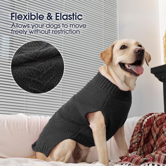 IECOii Medium Dog Sweater - Warm Sleeveless Sweater for Medium Dogs Girl Boy, Knitted Pullover Sweaters for Fall & Winter, French Bulldog Sweaters, Grey - L
