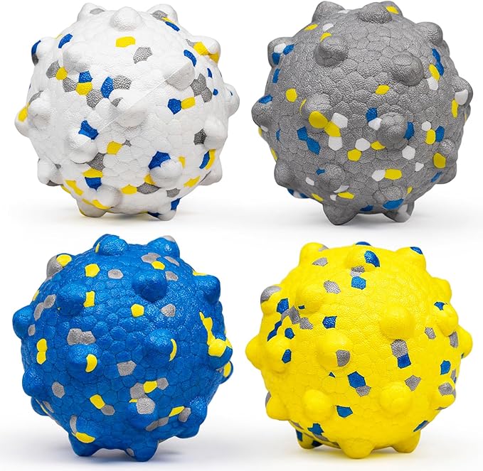 Dog Tennis Balls for Aggressive Chewers, Indestructible Durable Bouncy Interactive Toy for Dogs Fetch Game Lightweight Floating Outdoor Training(4Pcs Large)