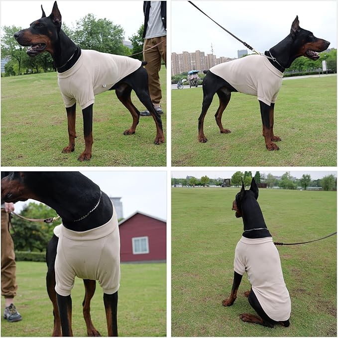 Lovelonglong Ribbed Dog T-Shirt Cotton Knitted Dog Sweaters for All Season Pet T-Shirts for Large Medium Small Dogs Beige XS