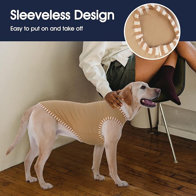 IECOii 2 Pack Summer Dog Shirt | Stretchy Fade-Resistant Fabric, Machine Washable Convenient,Home & Outdoor Clothes Fit for Medium Breeds, Khaki+Green, XL