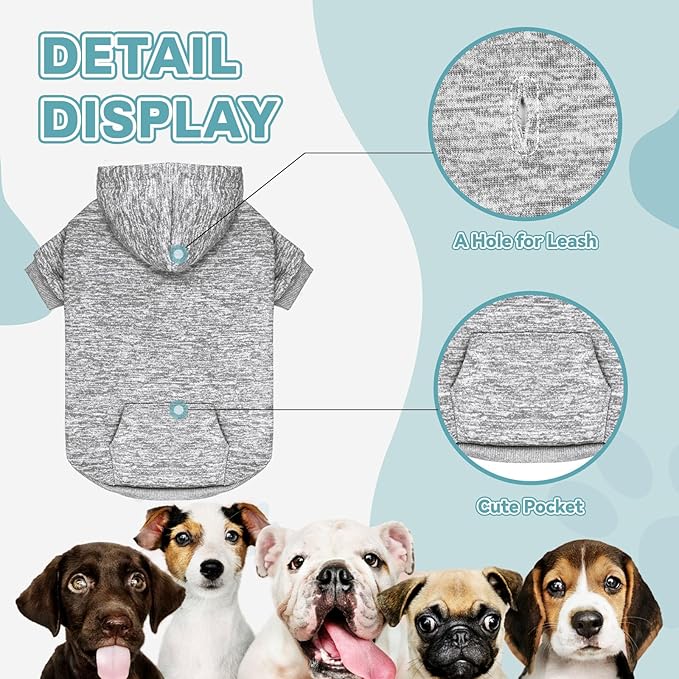 Dog Sweaters for Large Dogs Dog Hoodie Fleece Dog Sweater Soft Dog Clothes Sweatshirt with Pocket Dog Hoodie for Large Dogs(Grey&L)