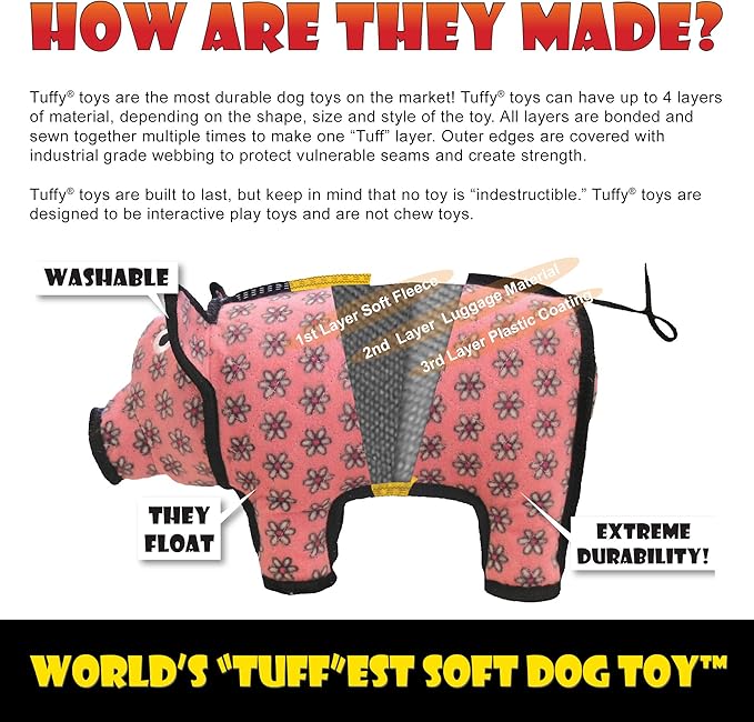 TUFFY -World's Tuffest Soft Dog Toy -Ocean Creature Octopus -Squeakers - Multiple Layers. Made Durable, Strong & Tough. Interactive Play (Tug, Toss & Fetch). Machine Washable & Floats. (Combo Pack)