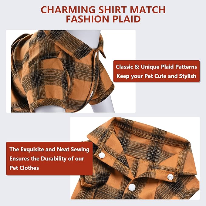 Koneseve Dog Shirt Plaid Dog Clothes for Medium Large Dogs Boy Girl Soft Pet T-Shirts Breathable Outfit Adorable Costume Grid Clothing Birthday Thanksgiving Christmas Sweater Apparel (Yellow; 5XL)