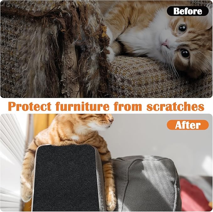 Cat Scratch Furniture Protector - 100" x 15.8" Trimmable Self-Adhesive Cats Claws Scratch Pads, DIY Cat Climbing Couch Protector for Scratch Post Cat Tree Replacement Indoor (Black)