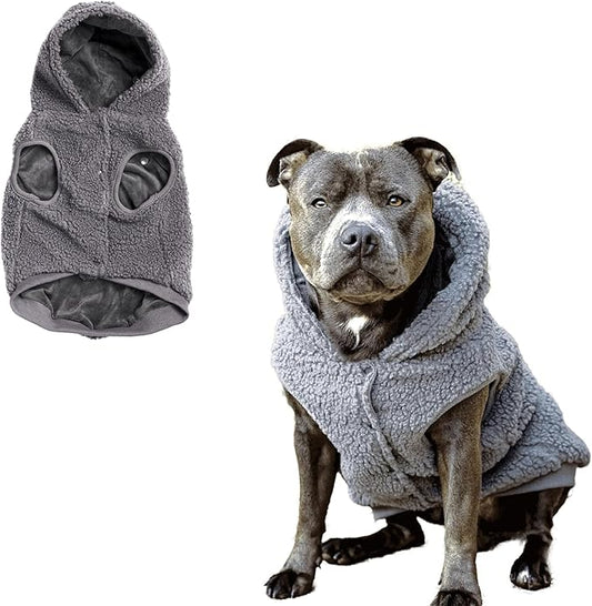 Spark Paws Teddy Dog Sweater, Sherpa Vest with Warm Fleece Lining, Winter Coat Suitable for Small Medium Large XL XXL Breeds - Grey - 3XL