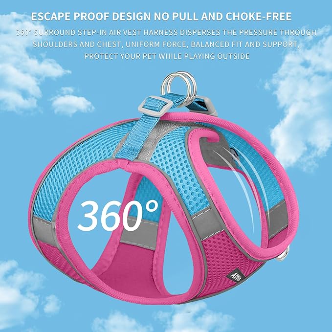 AIITLE Small Harness for Puppy with A Leash - Summer Dog Vest Harness with Super Breathable Mesh, Reflective No-Pull Pet Harness for Outdoor Walking, Camping for Small Dogs, Cats Hot Pink XXS