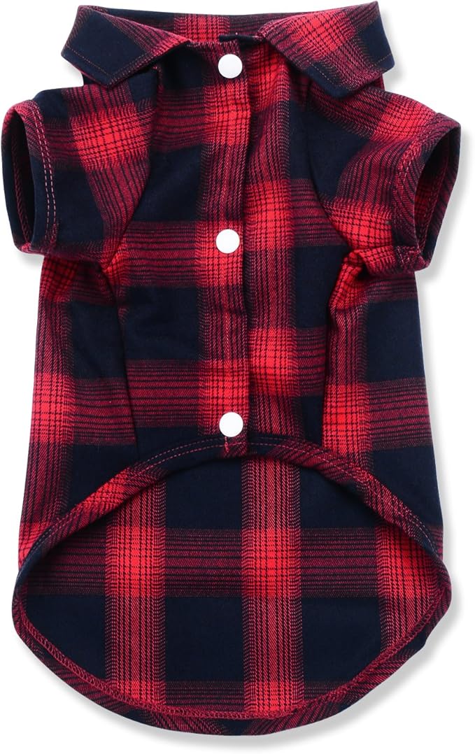 Koneseve Dog Shirt, Pet Plaid Clothes Shirt T-Shirt, Sweater Bottoming Shirt for Small Dog Cat Puppy Grid Adorable Wearing Stylish Cozy Halloween,Christmas Costumes (Red;S/Small)