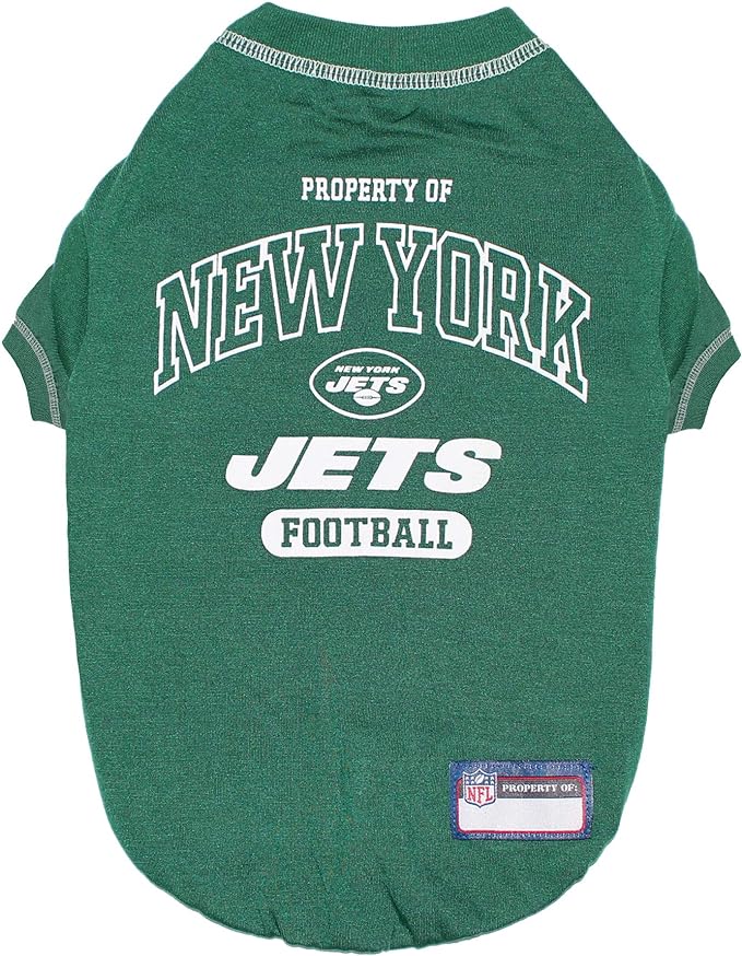 NFL New York Jets Dog T-shirt Medium. - Licensed Shirt for Pets Team Colored with Team Logos- Premium Stretchable Materials for the comfort of your Dog & Cat