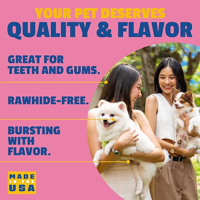 etta says! Flavor Fusion Natural Dog Chews, Variety Pack - Made in The USA - Delicious, Rawhide-Free Treats for Dogs - Supports Dental Hygiene - Contains 6 Flavors - 12 Pack