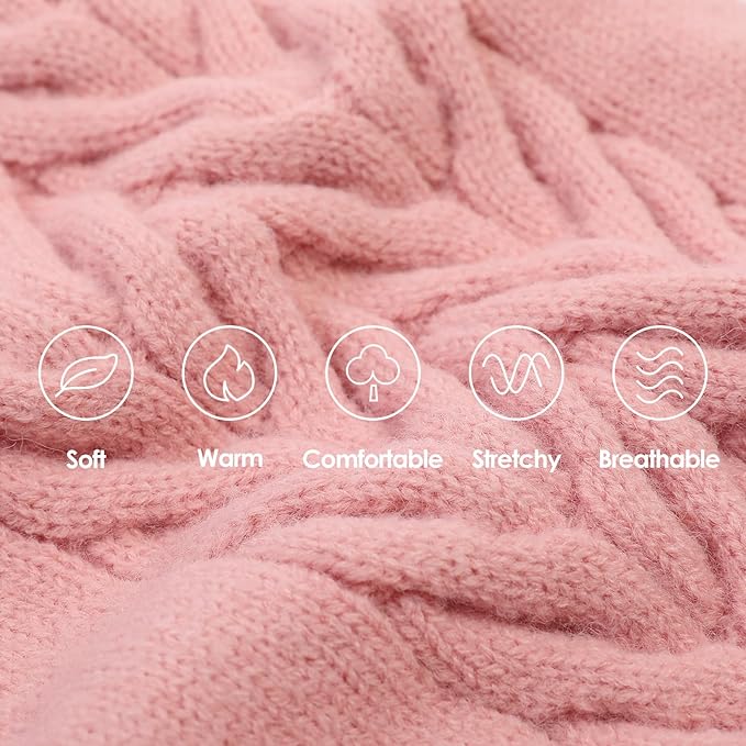 Dog Sweaters for Small Dogs Classic Turtleneck Dog Christmas Sweater Thick Warm Pullover Female Puppy Pet Stretch Knitwear Fall Winter Clothes with Leash Hole(Pink, S)