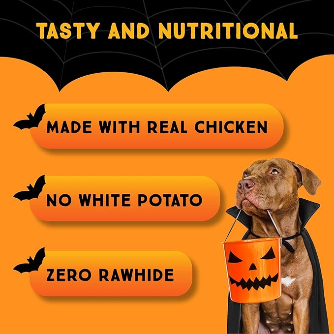 Ultra Chewy Halloween Treats - Trick or Treat Pack - Highly Digestible Fun Shapes Dental Treats for Your Dog - Made with Real Chicken (2 Packs)