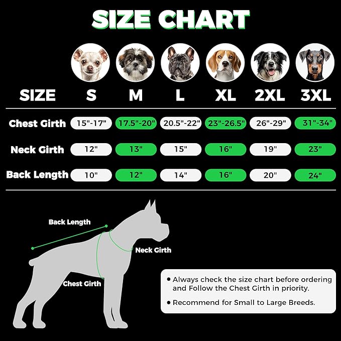 Dog Winter Coat, Warm Dog Jacket Windproof Waterproof Pet Cold Weather Coats for Small Dogs, Turtleneck Fleece Lined Dogs Clothes with Leash Hole, Green Medium