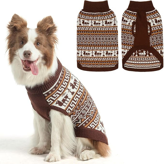 SCENEREAL Turtleneck Dog Sweater for Small Medium Large Dogs Girls Boys, Knit Pet Pullover Puppy Clothes Cold Weather Coats, Holiday Outfits Sweatshirt for Christmas, Khaki ML