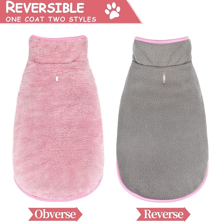 Malier Dog Winter Coat, Reversible Fleece Dog Cold Weather Coats, Windproof Warm Snow Puppy Jacket Vest Pet Clothes for Small Medium Large Dogs (X-Large, Pink)
