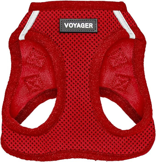 Best Pet Supplies Voyager Step-in Air Harness - All Weather Mesh, Reflective, No Pull Harness for Dogs, Cats - Secure with Hook & Loop Fastener, Buckle, Double D-Rings - Red, XL