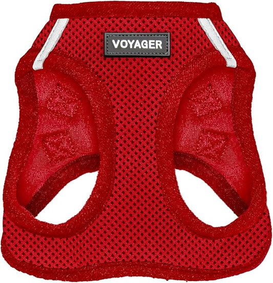 Best Pet Supplies Voyager Step-in Air Harness - All Weather Mesh, Reflective, No Pull Harness for Dogs, Cats - Secure with Hook & Loop Fastener, Buckle, Double D-Rings - Red, S