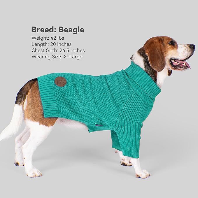 cyeollo Warm Fleece Dog Sweater, Tureleneck Sweatershirt for Small Boy & Girl Dogs Pullover Doggy Clothes in Cold Weather Stretchy Fall Winter Pet Outfit Puppy Coat, Aqua Green M